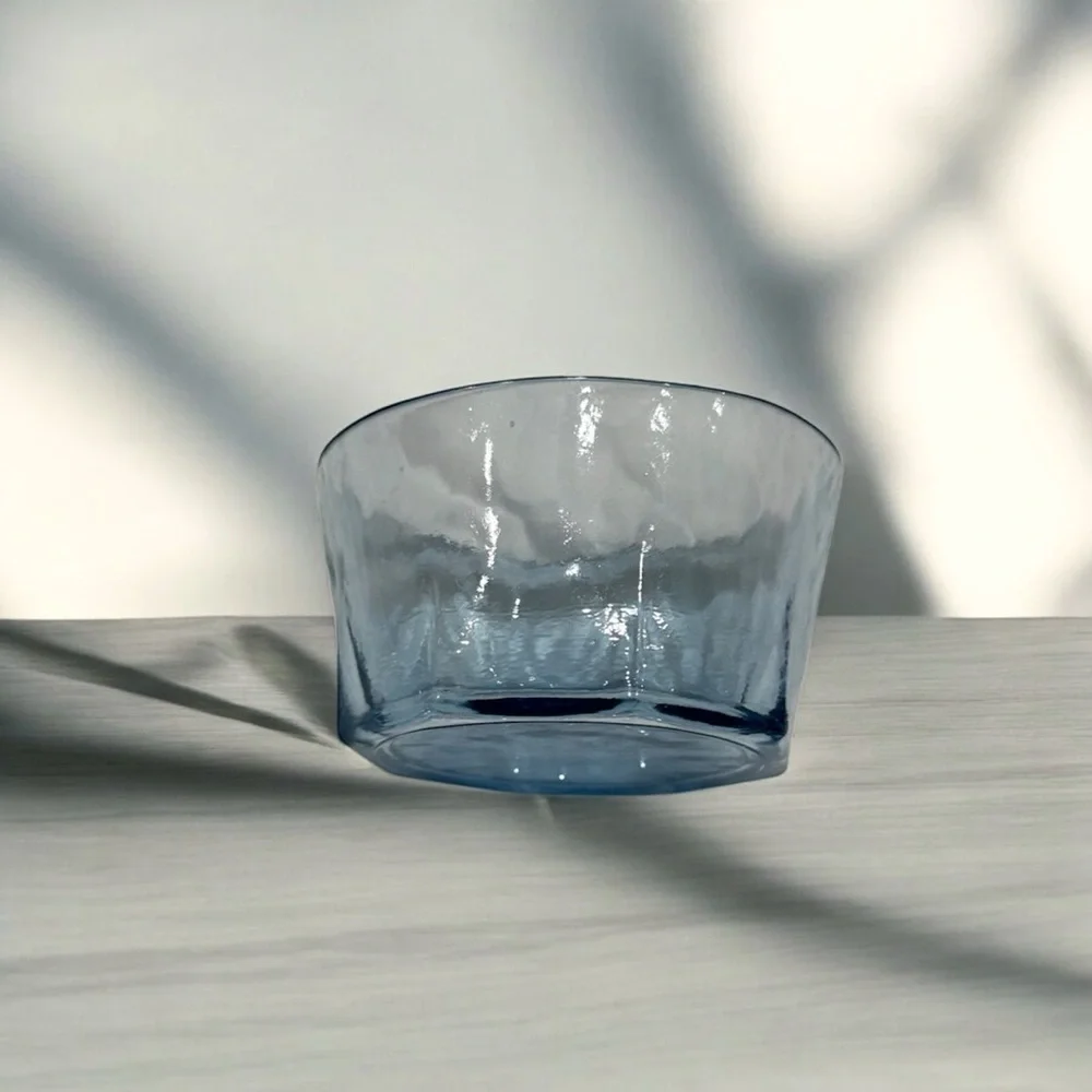 Octagonal Glass Trinket Dish Translucent Blue